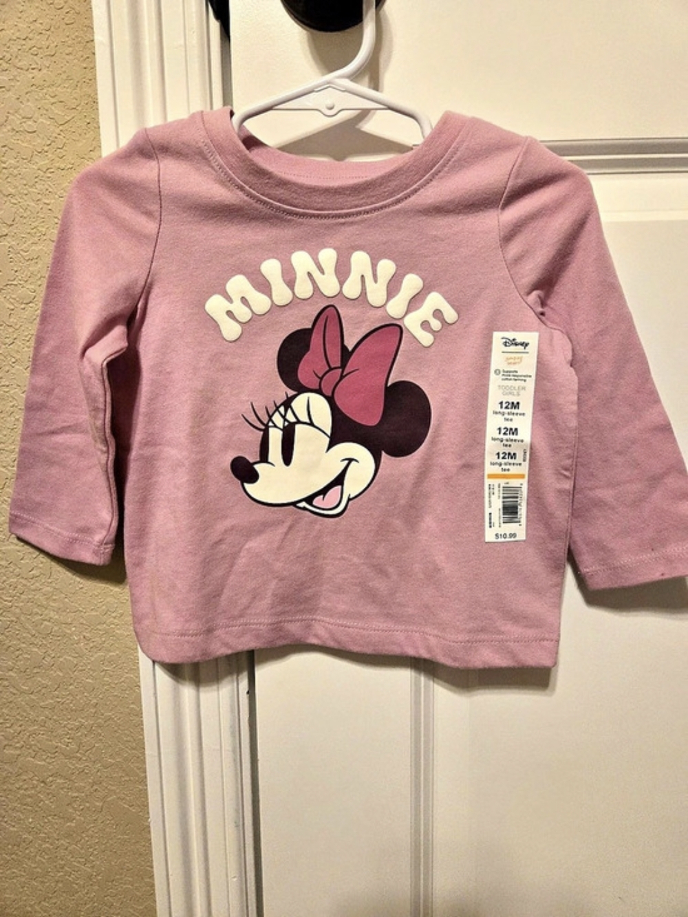 Disney Jumping Beans Minnie Mouse Long Sleeve Tee in Pink Baby 12M NWT